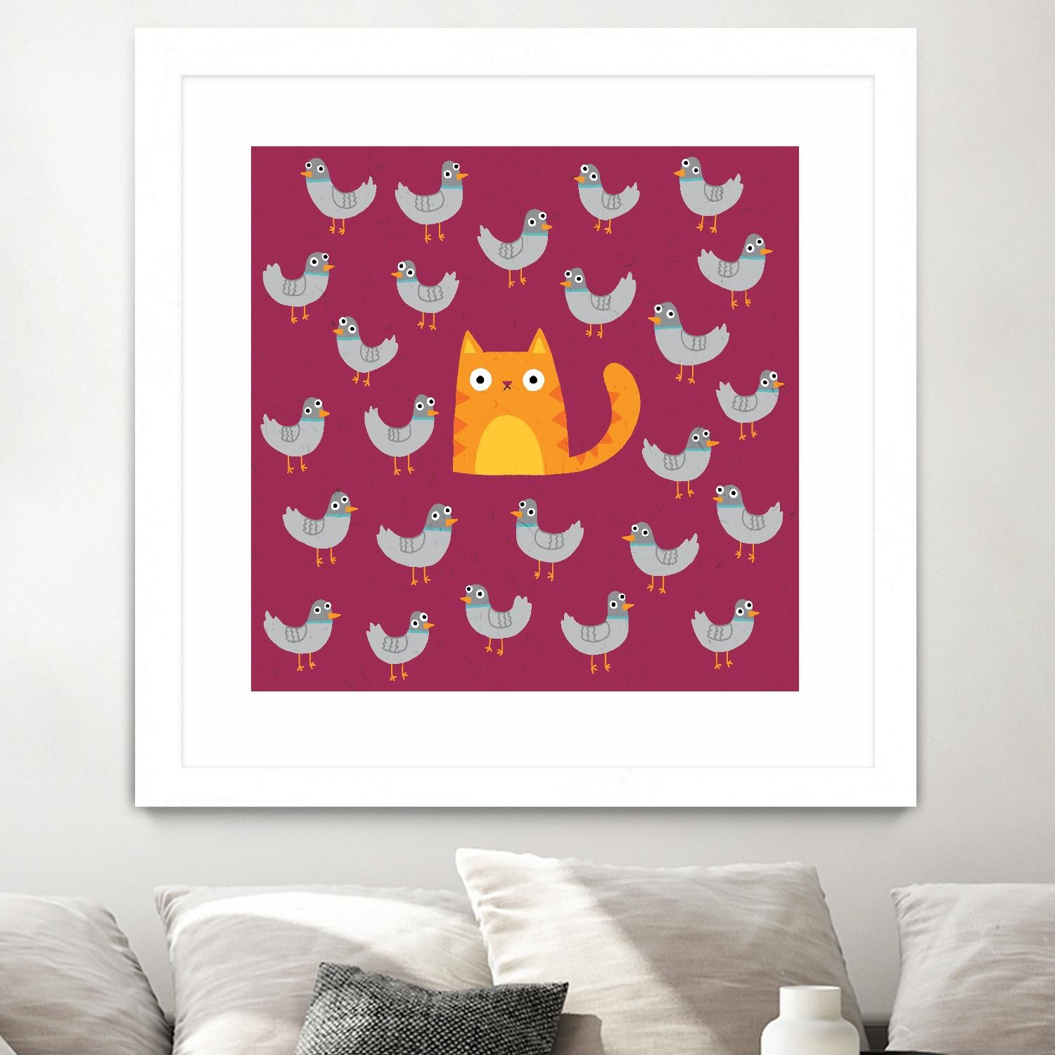 Cat amongst the Pigeons by Michael Buxton on GIANT ART - multicolor urban/pop surrealism; animals; contemporary