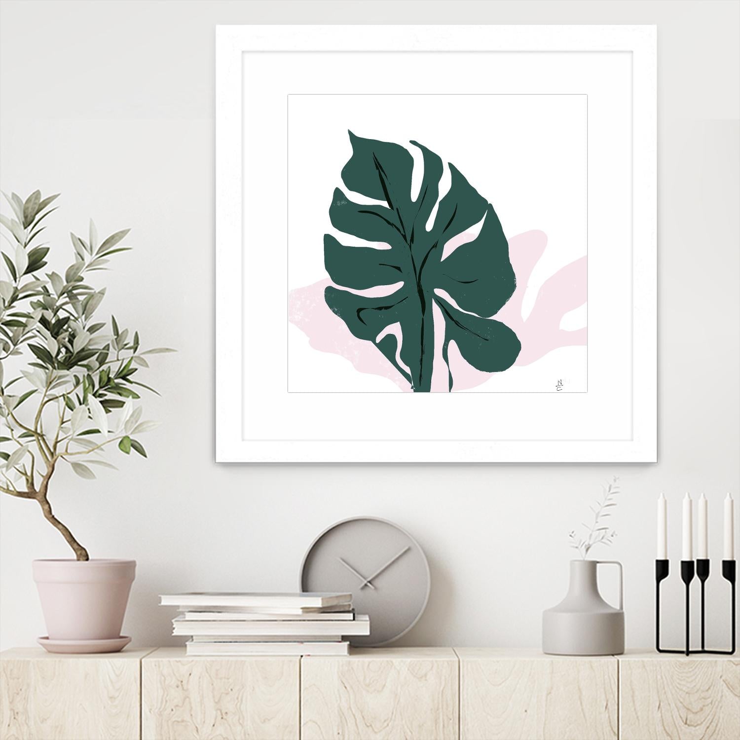 Pink Shadow by Niya Christine on GIANT ART - green contemporary, floral/still life, leaves