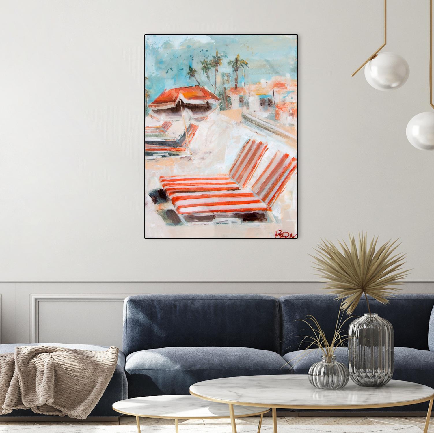The Lounge by Kym De Los Reyes on GIANT ART - multi coastal, contemporary, landscapes, beaches, palm trees, tropical