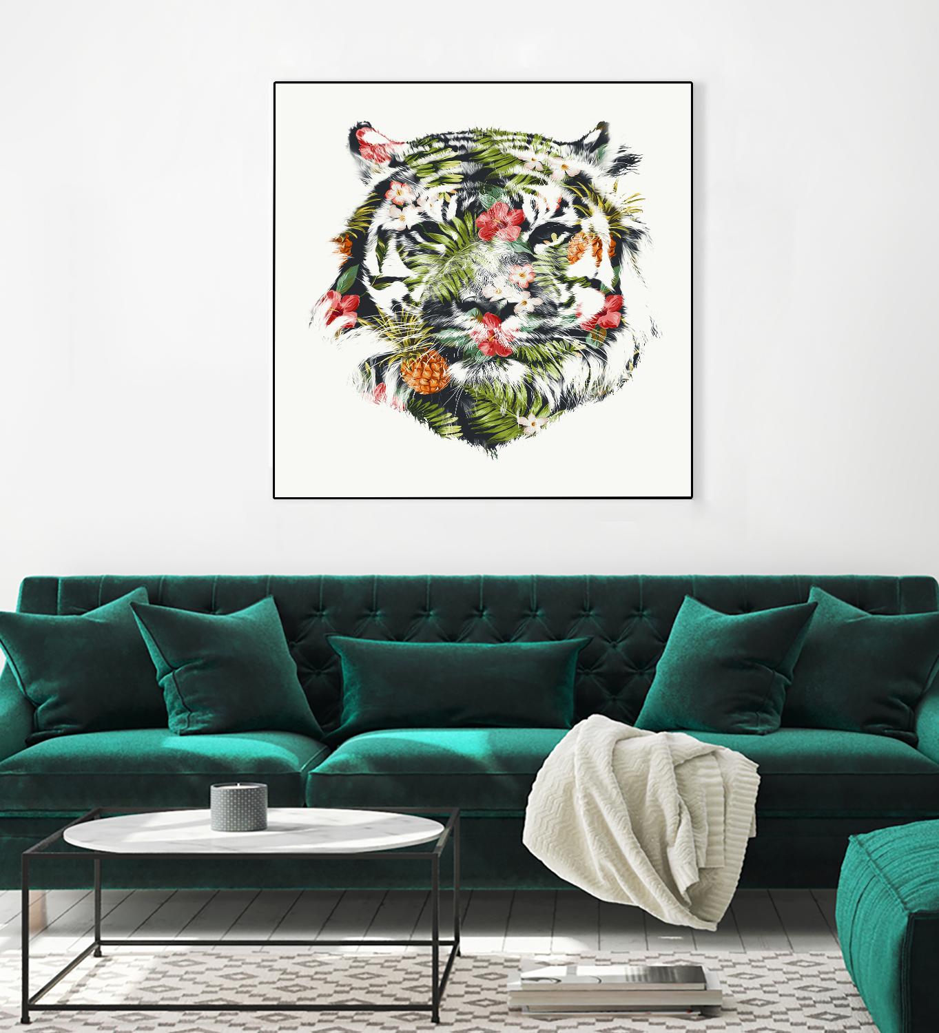 Tropical Tiger by Robert Farkas on GIANT ART - green animals