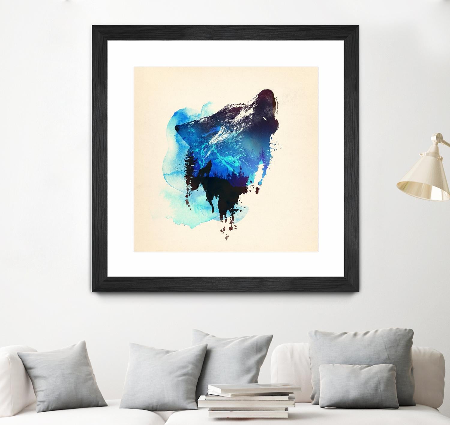 Alone as a Wolf by Robert Farkas on GIANT ART - blue animals