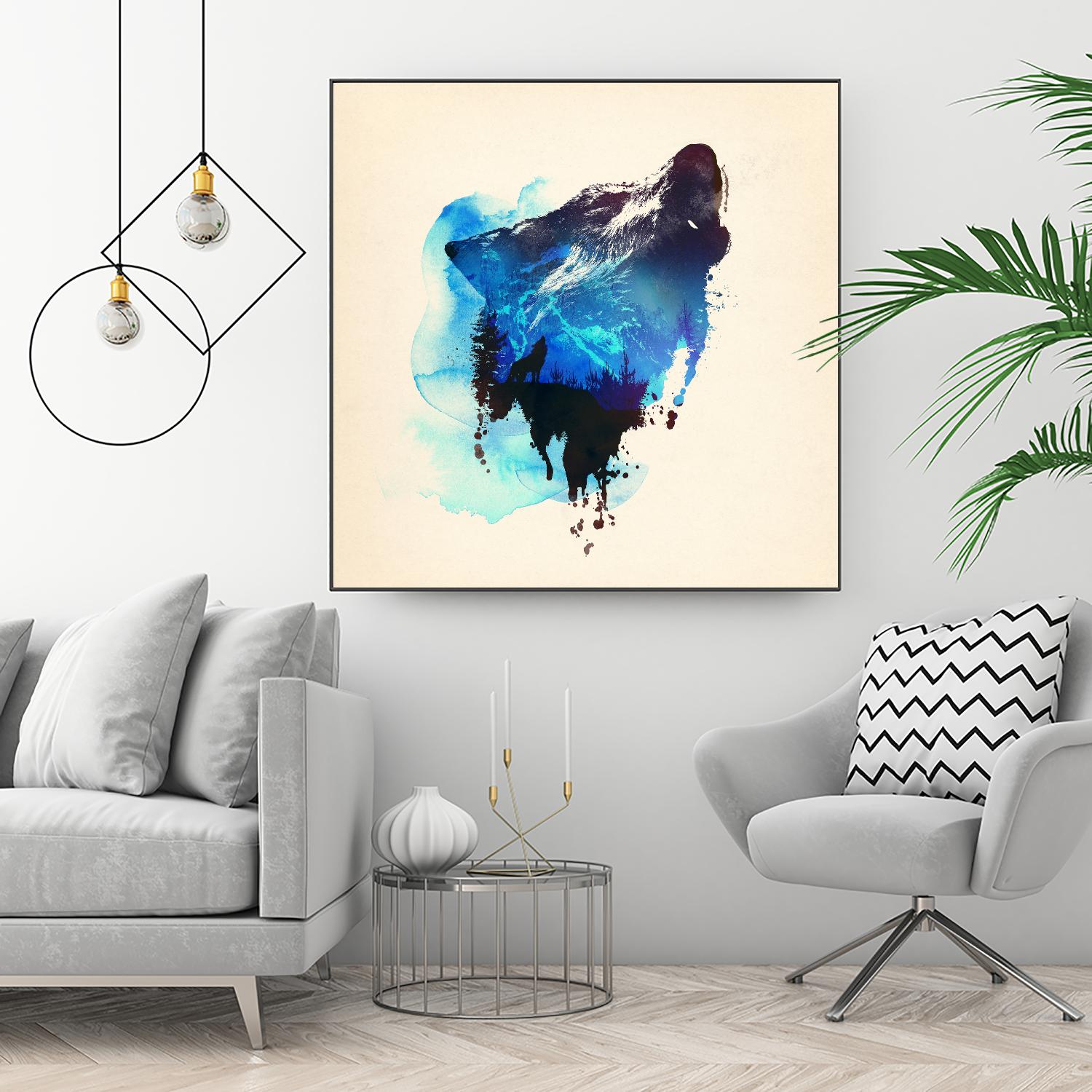 Alone as a Wolf by Robert Farkas on GIANT ART - blue animals