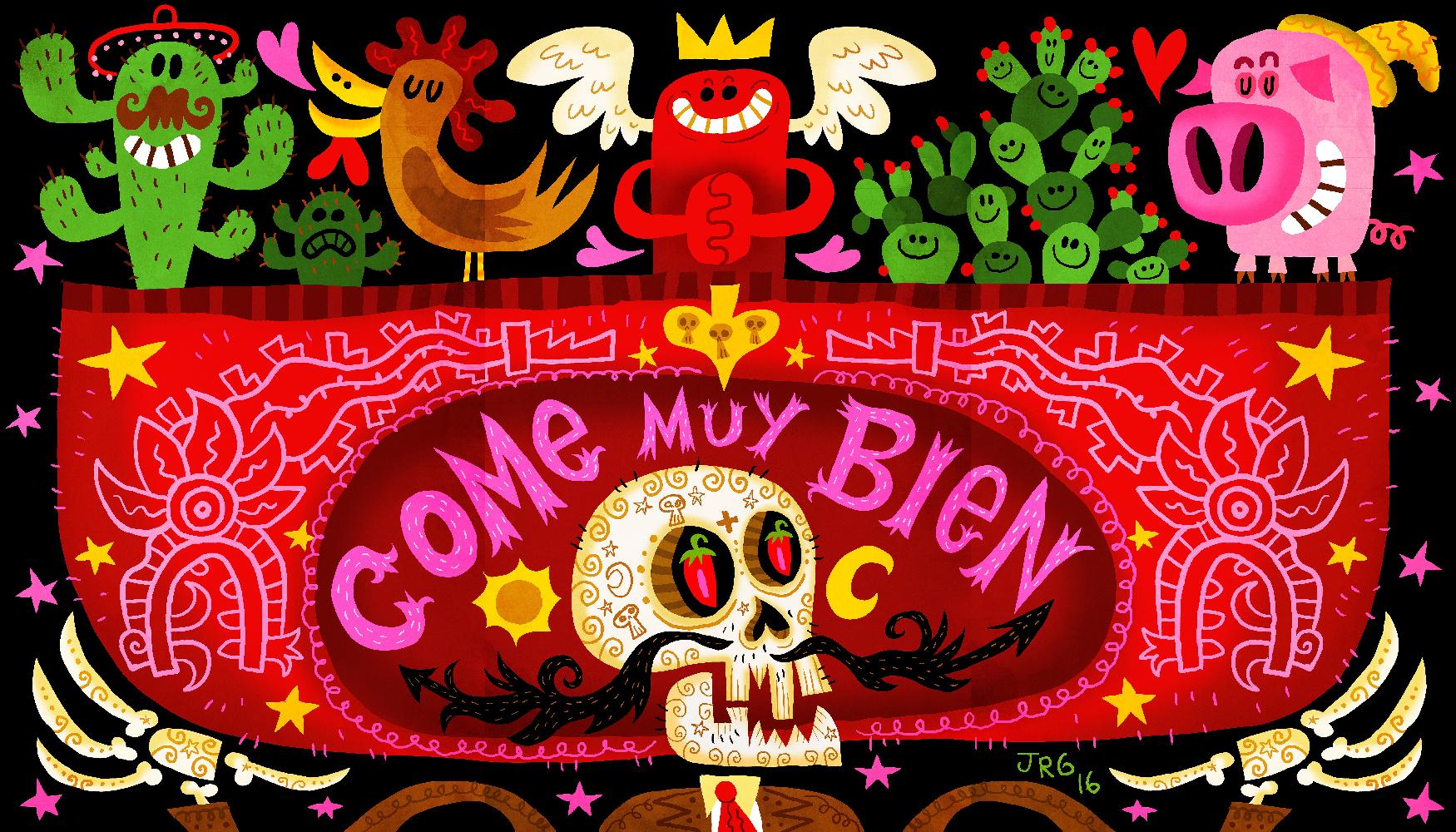 Come Muy Bien by Jorge R. Gutierrez on GIANT ART - multicolor ethnic; urban/pop surrealism