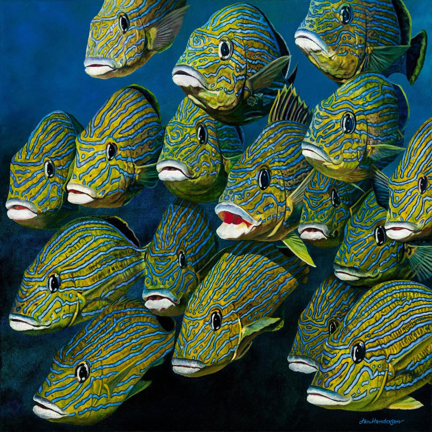 Shoal of Grunts by Jan Henderson on GIANT ART - multicolor animals