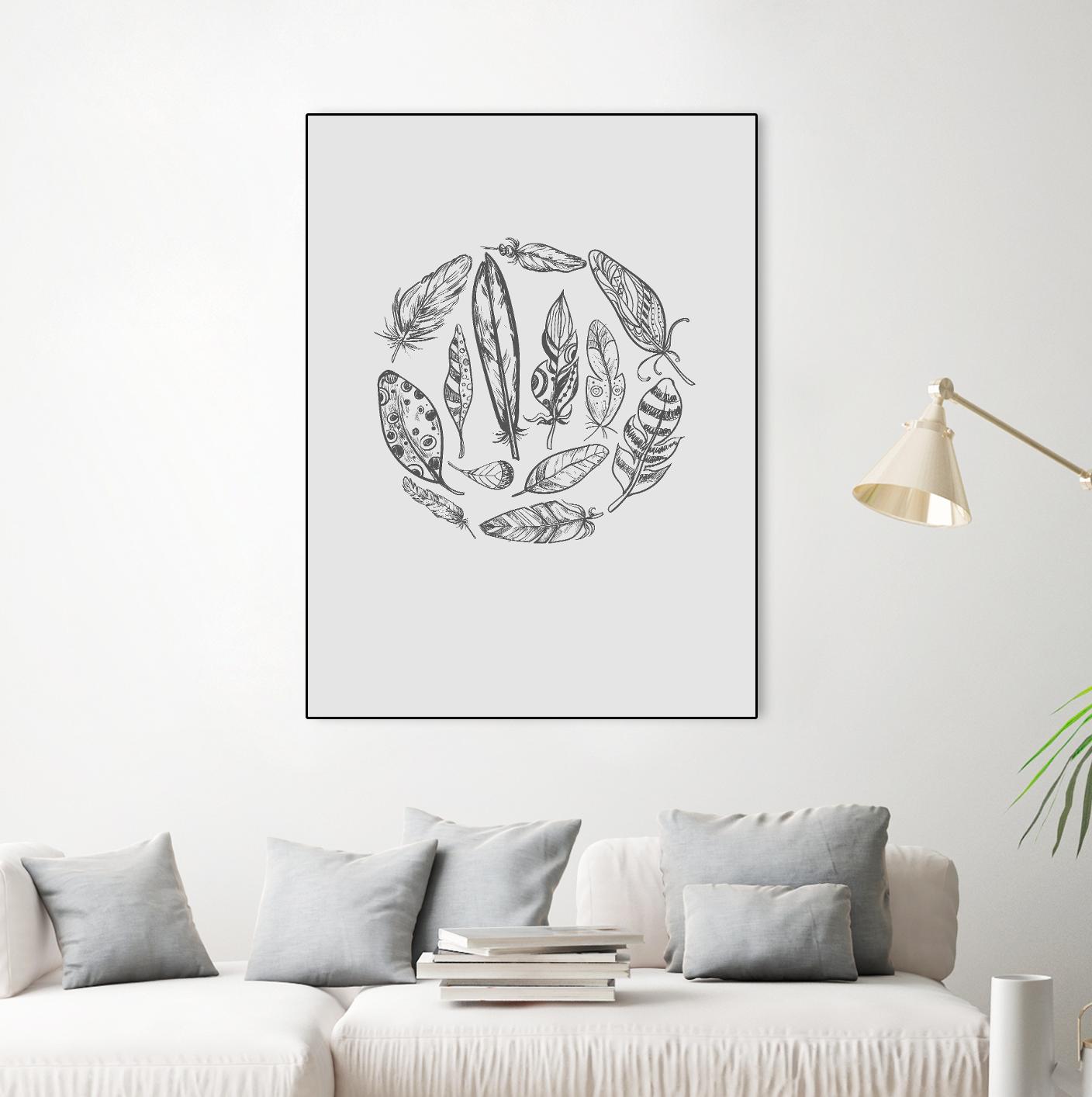 Feather Circle by Incado on GIANT ART - multicolor floral/still life