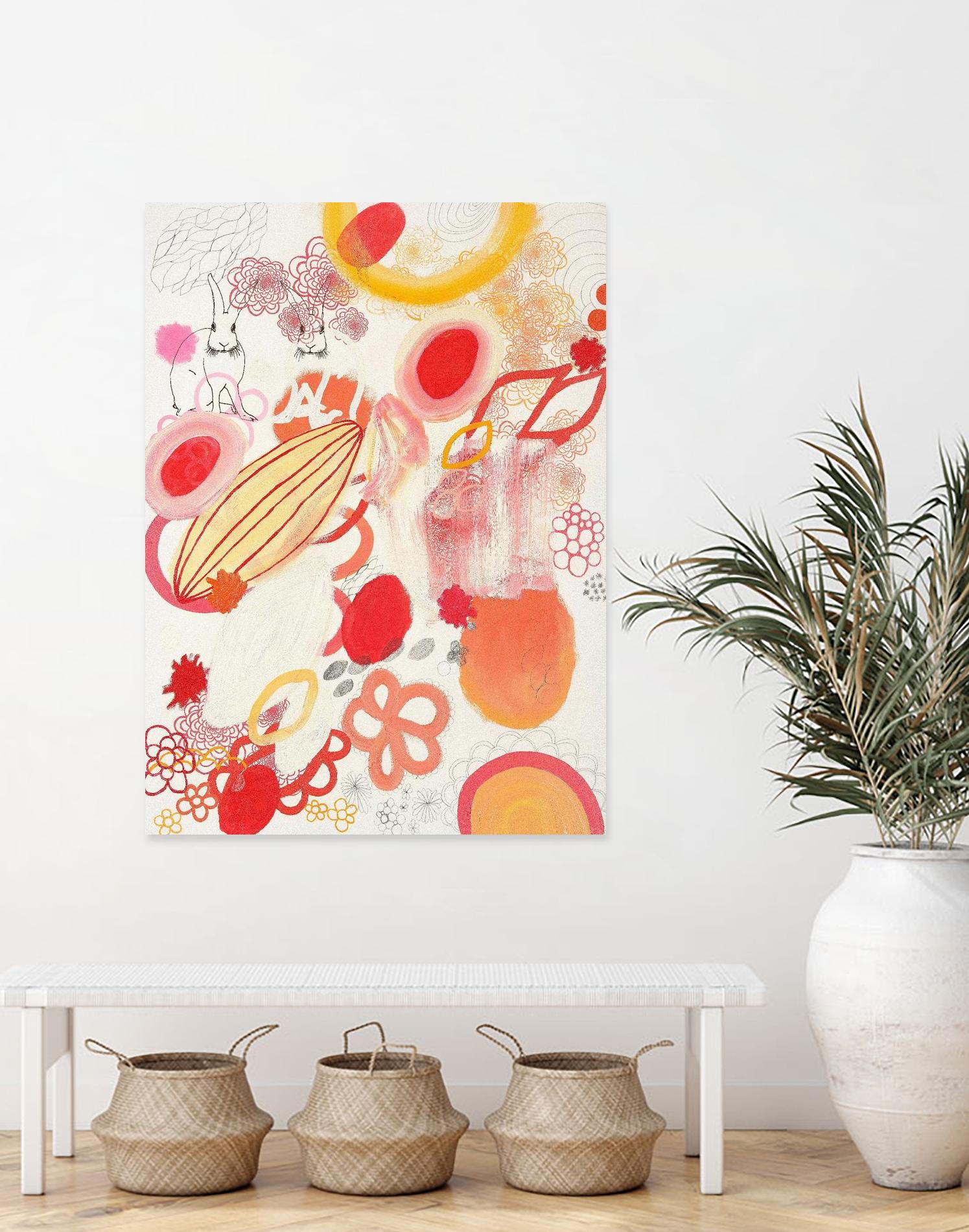 Funnie Bunnies Go To Space by Maggie Kleinpeter on GIANT ART - multicolor abstracts; contemporary