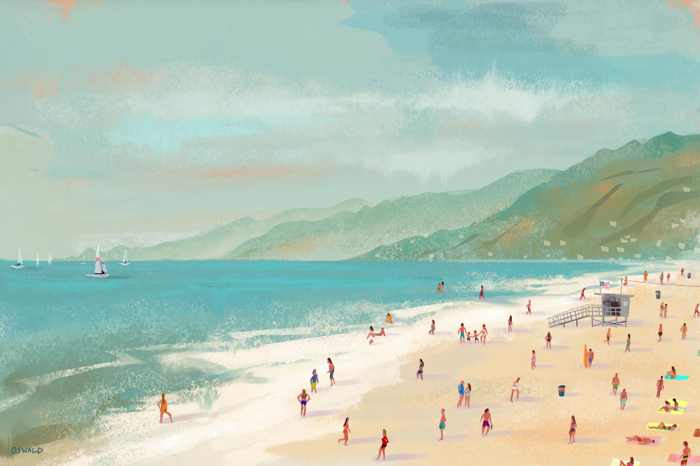 Santa Monica Beach by Pete Oswald on GIANT ART - multicolor coastal; landscapes