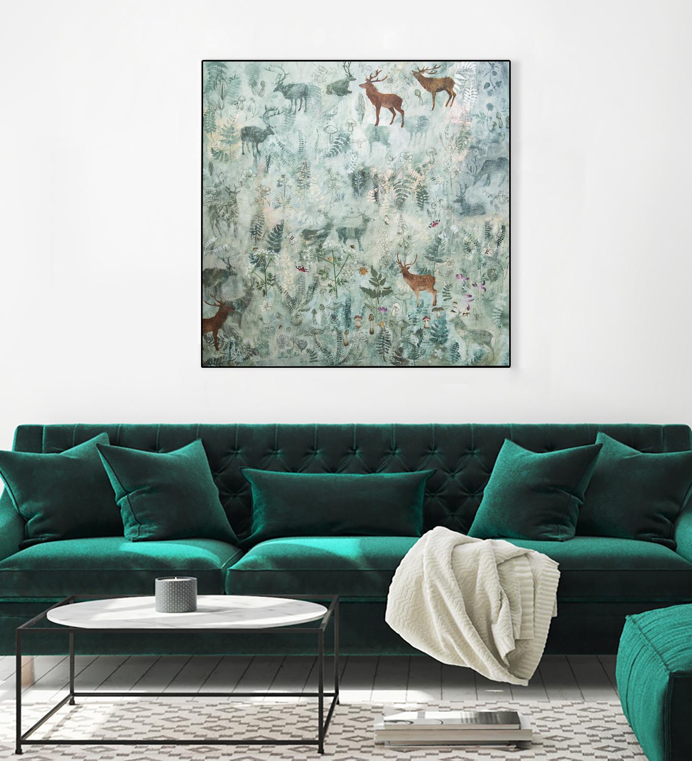 Stags in Mist by Dawn Stacey on GIANT ART - multicolor contemporary; animals
