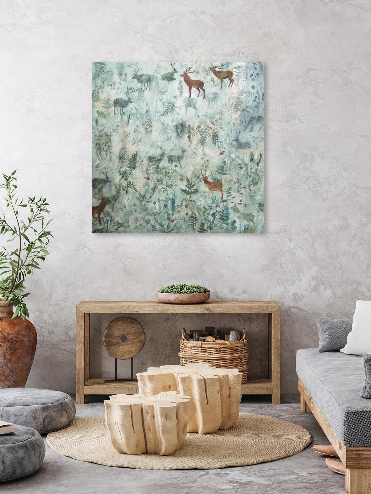 Stags in Mist by Dawn Stacey on GIANT ART - multicolor contemporary; animals
