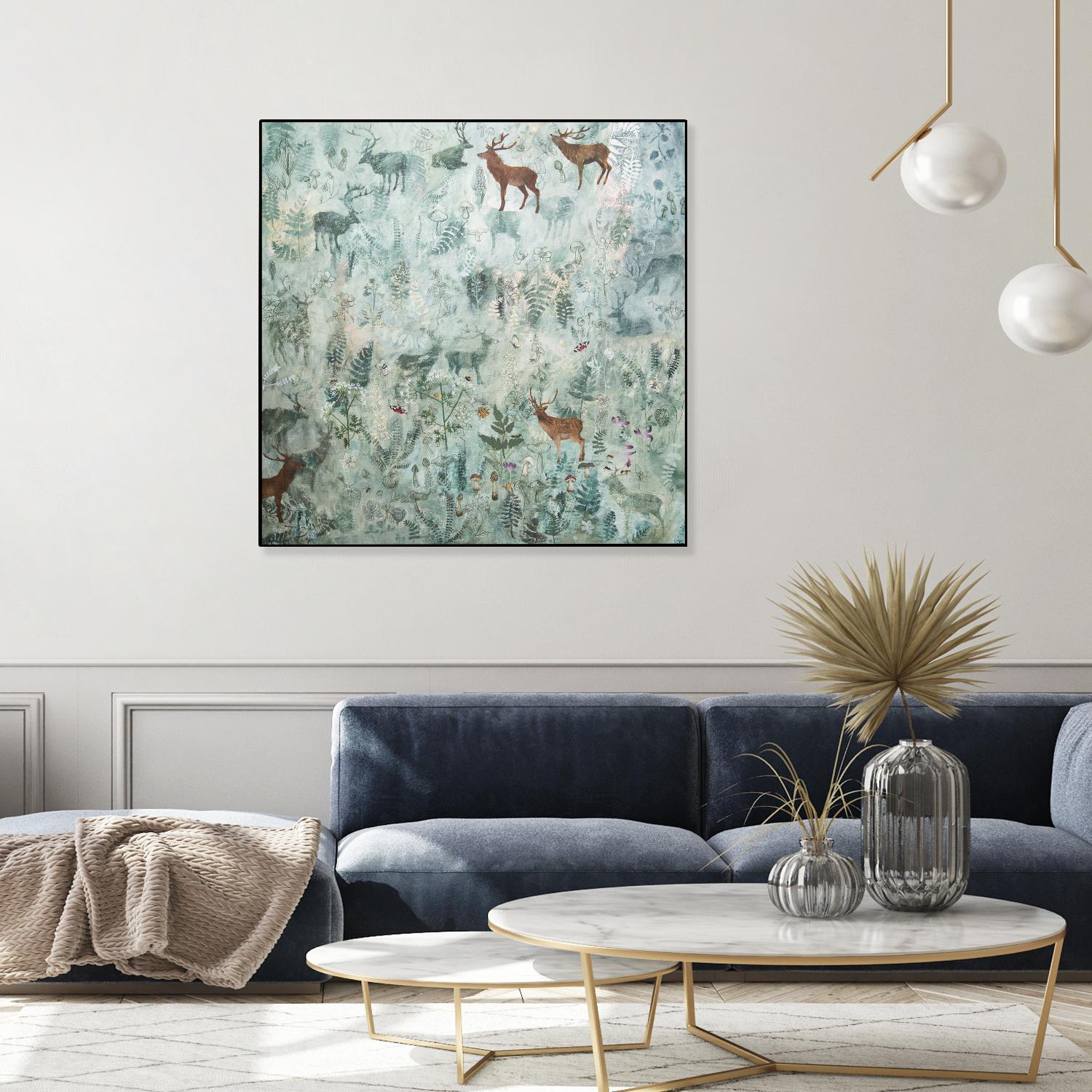 Stags in Mist by Dawn Stacey on GIANT ART - multicolor contemporary; animals