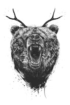 Angry Bear With Antlers by Balazs Solti on GIANT ART - multicolor urban/pop surrealism