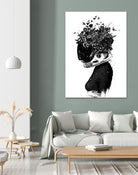 Hybrid Girl by Balazs Solti on GIANT ART - black,white contemporary, figurative, urban/pop surrealism, flowers, silhouettes