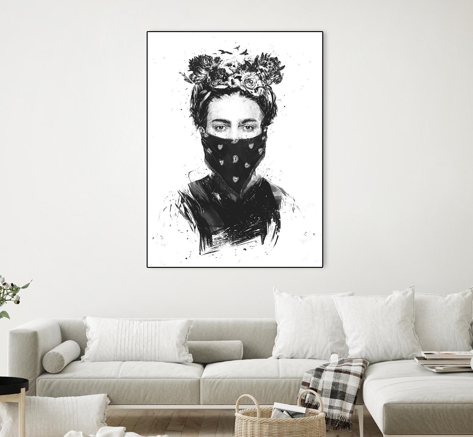 Rebel Girl by Balazs Solti on GIANT ART - black,white contemporary, figurative, urban/pop surrealism, flowers, illustration