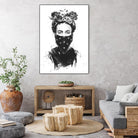 Rebel Girl by Balazs Solti on GIANT ART - black,white contemporary, figurative, urban/pop surrealism, flowers, illustration
