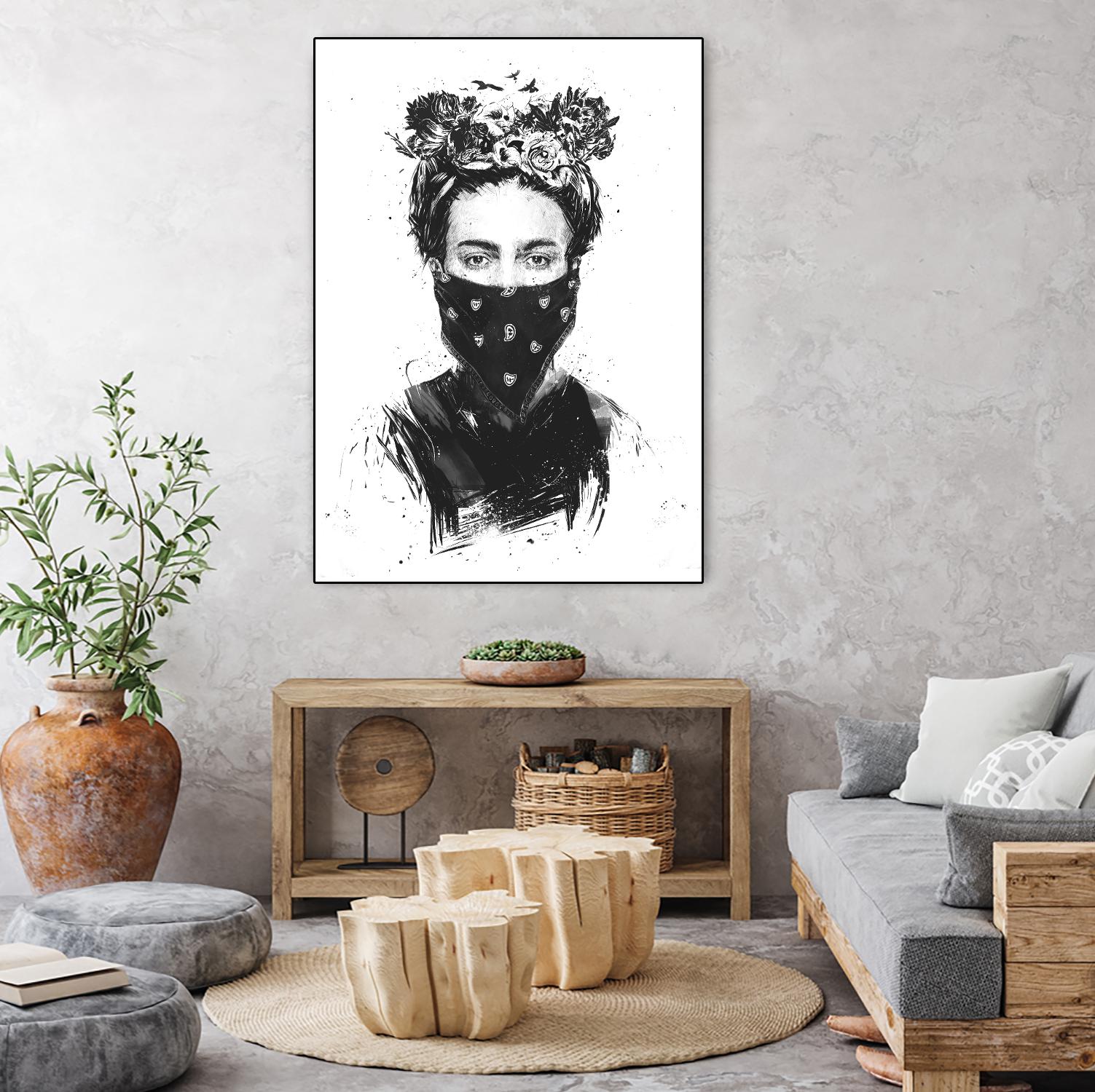 Rebel Girl by Balazs Solti on GIANT ART - black,white contemporary, figurative, urban/pop surrealism, flowers, illustration