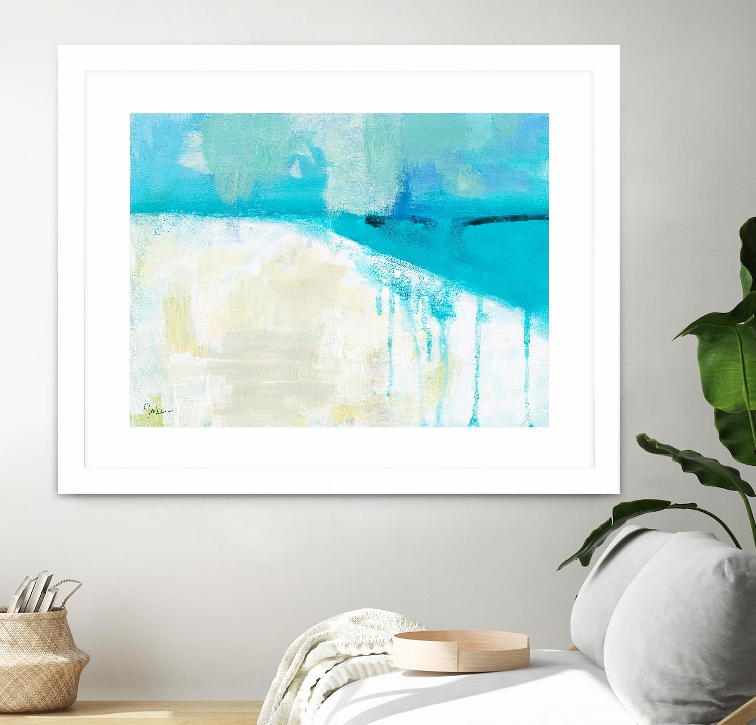 Coastal Blues I by Jan Weiss on GIANT ART - beige abstract