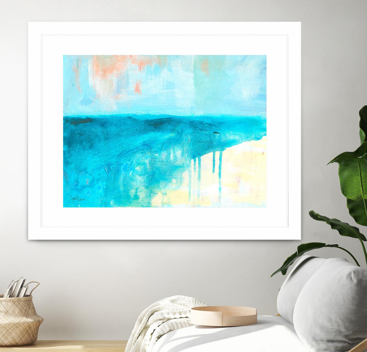 Coastal Blues 2 by Jan Weiss on GIANT ART - beige abstract