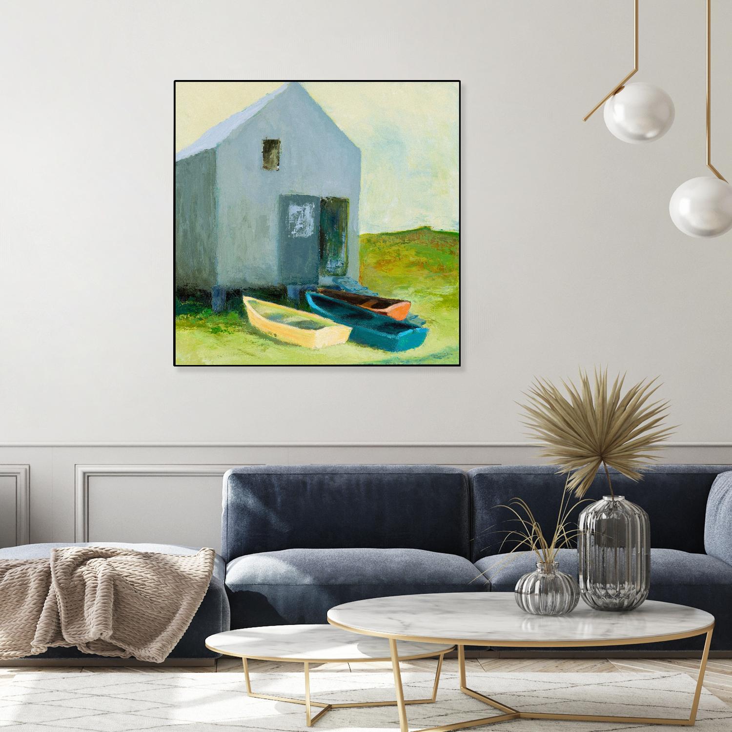 Boat House by Martha Wakefield on GIANT ART - black,white coastal, contemporary, boats