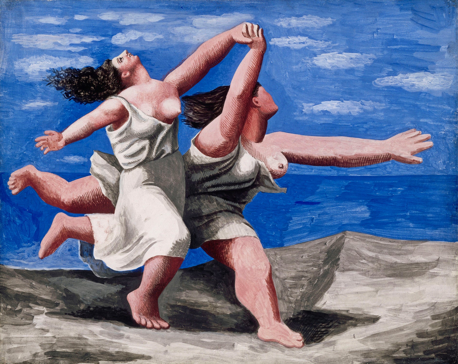 Two Women Running on the Beach by Pablo Picasso on GIANT ART - blue figurative