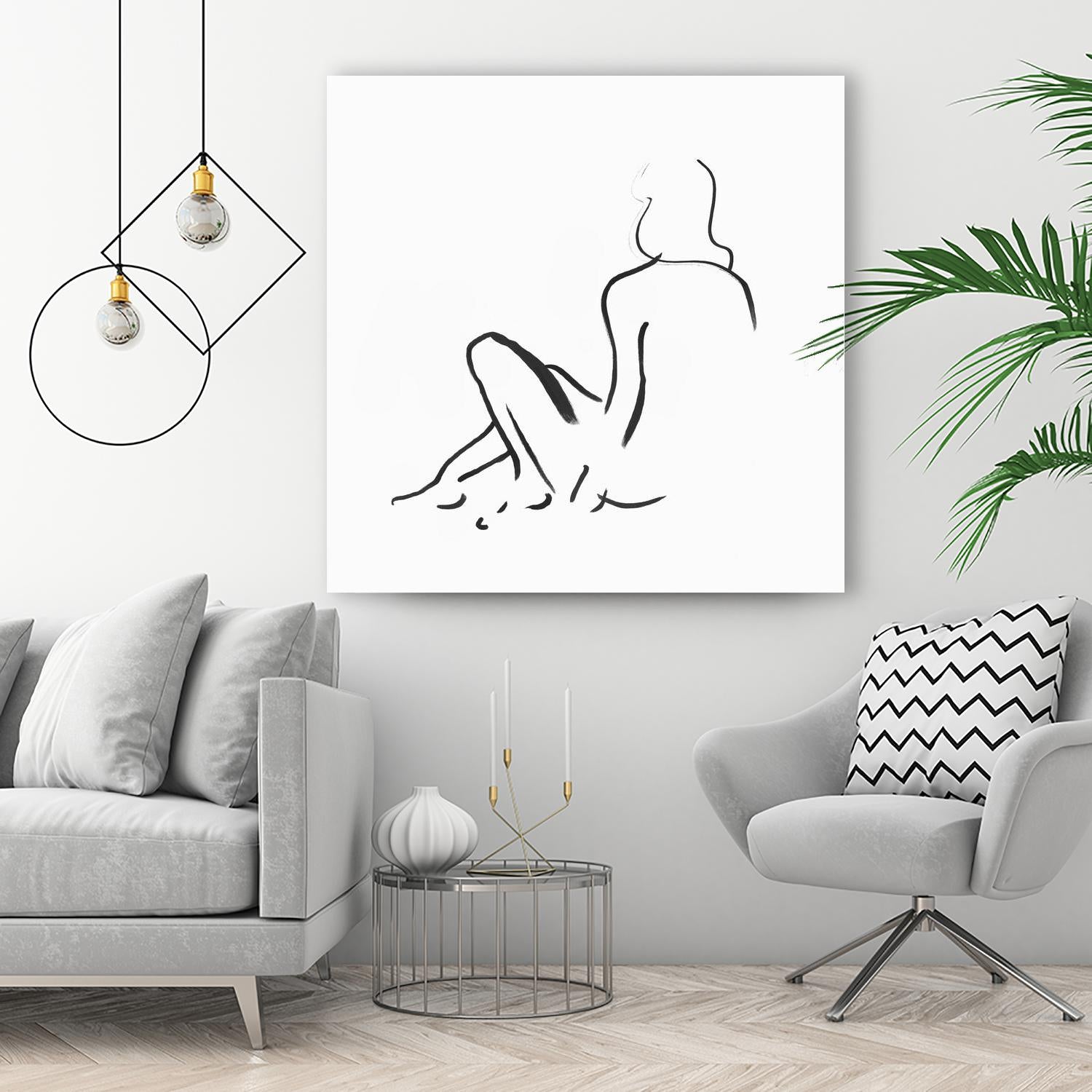 Facade II by Isabelle Z on GIANT ART - white linear drawing 