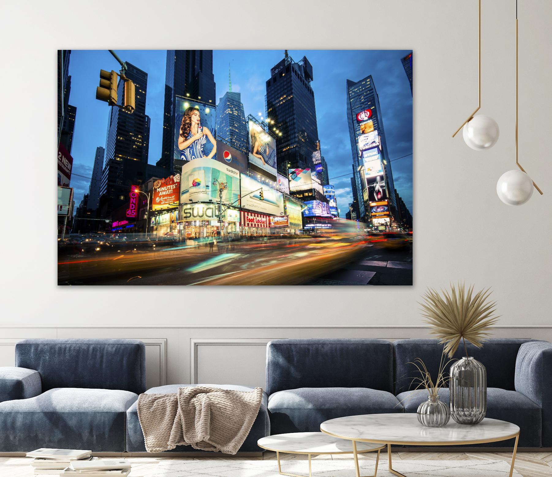 Times Square Rays of Light  III by Guilliame Gaudet on GIANT ART - black city scene