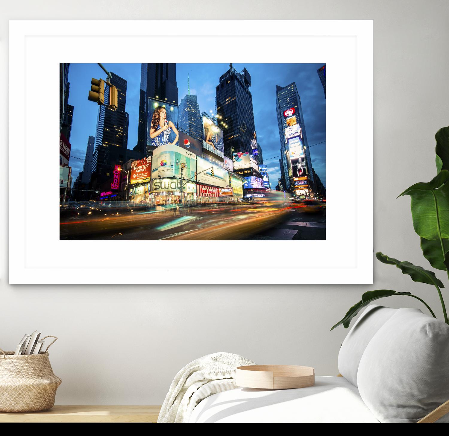Times Square Rays of Light  III by Guilliame Gaudet on GIANT ART - black city scene