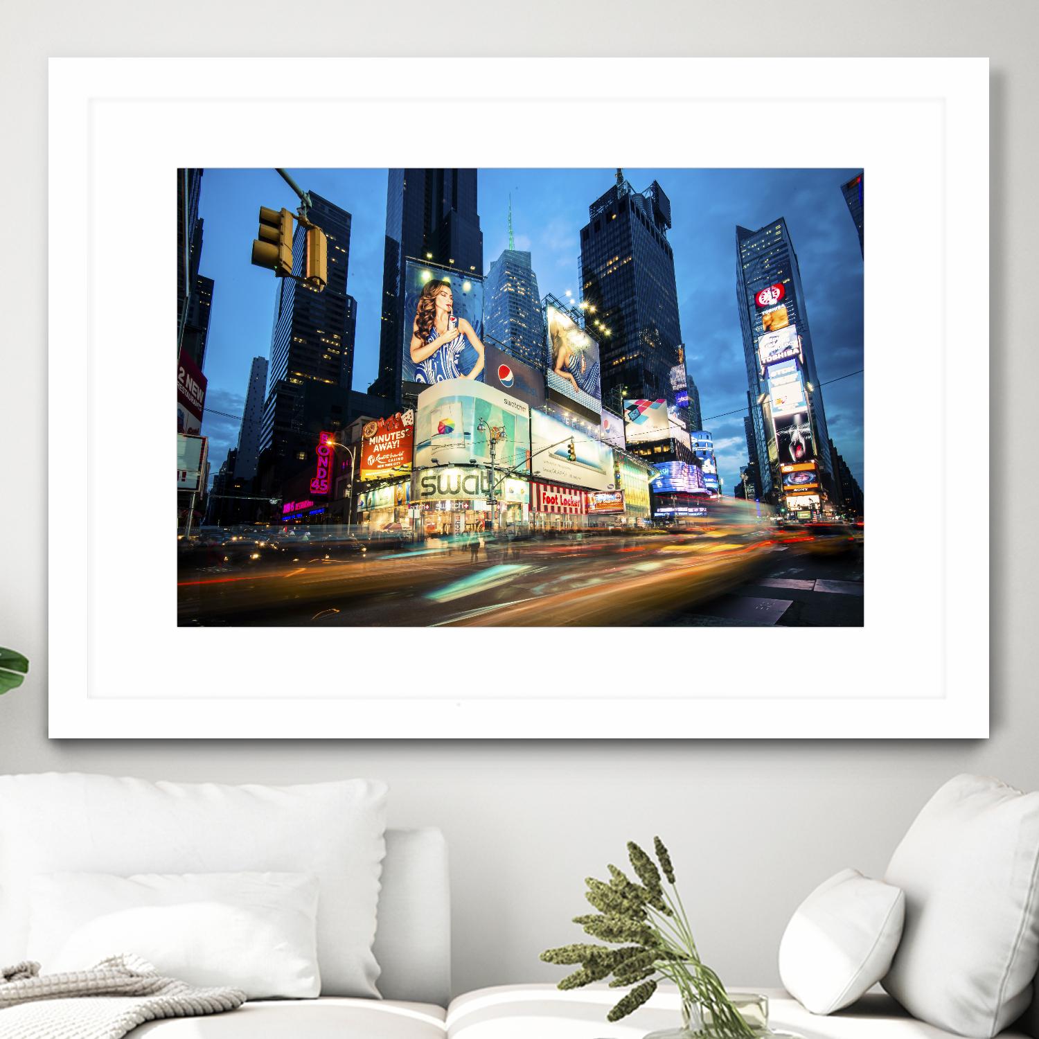 Times Square Rays of Light  III by Guilliame Gaudet on GIANT ART - black city scene