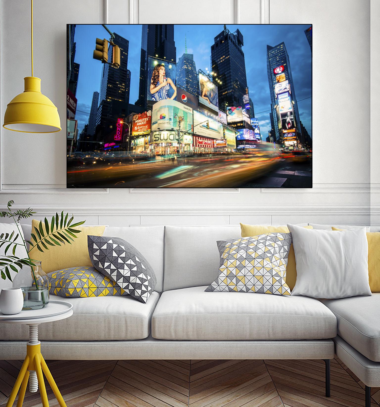 Times Square Rays of Light  III by Guilliame Gaudet on GIANT ART - black city scene