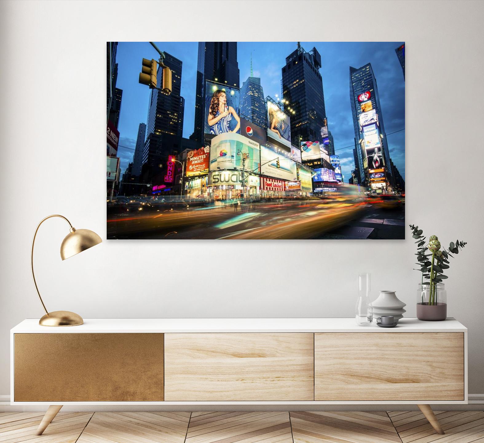 Times Square Rays of Light  III by Guilliame Gaudet on GIANT ART - black city scene
