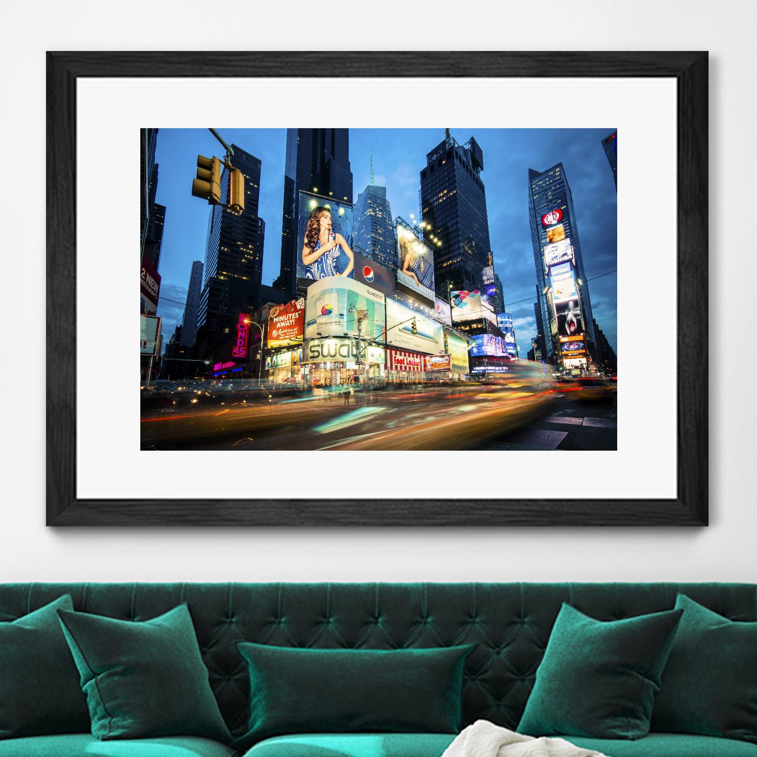 Times Square Rays of Light  III by Guilliame Gaudet on GIANT ART - black city scene