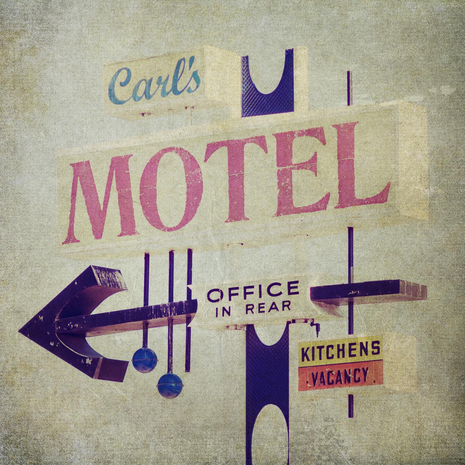 Carls Motel Sign by Honey Malek on GIANT ART - purple contemporary