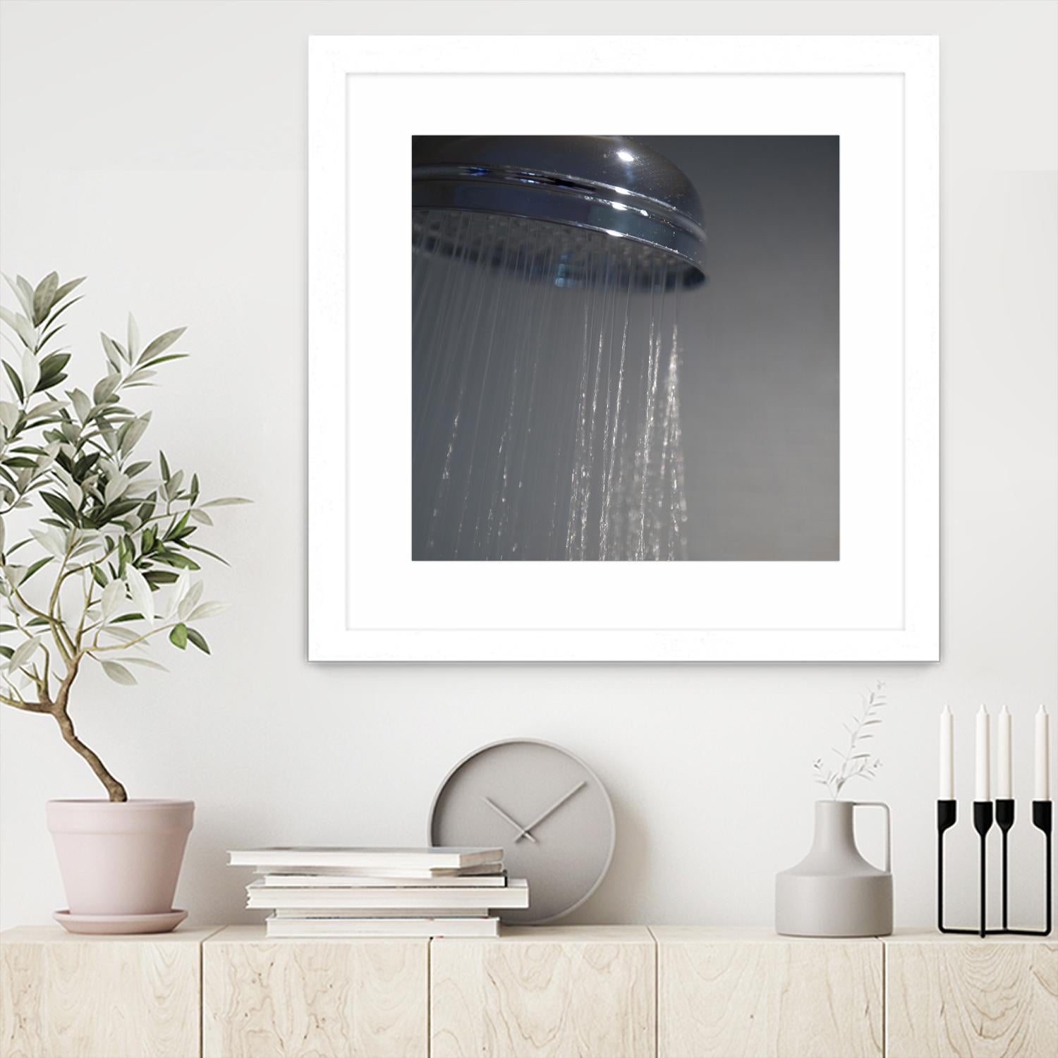Spa Shower III by Keith Levit on GIANT ART - grey bathroom