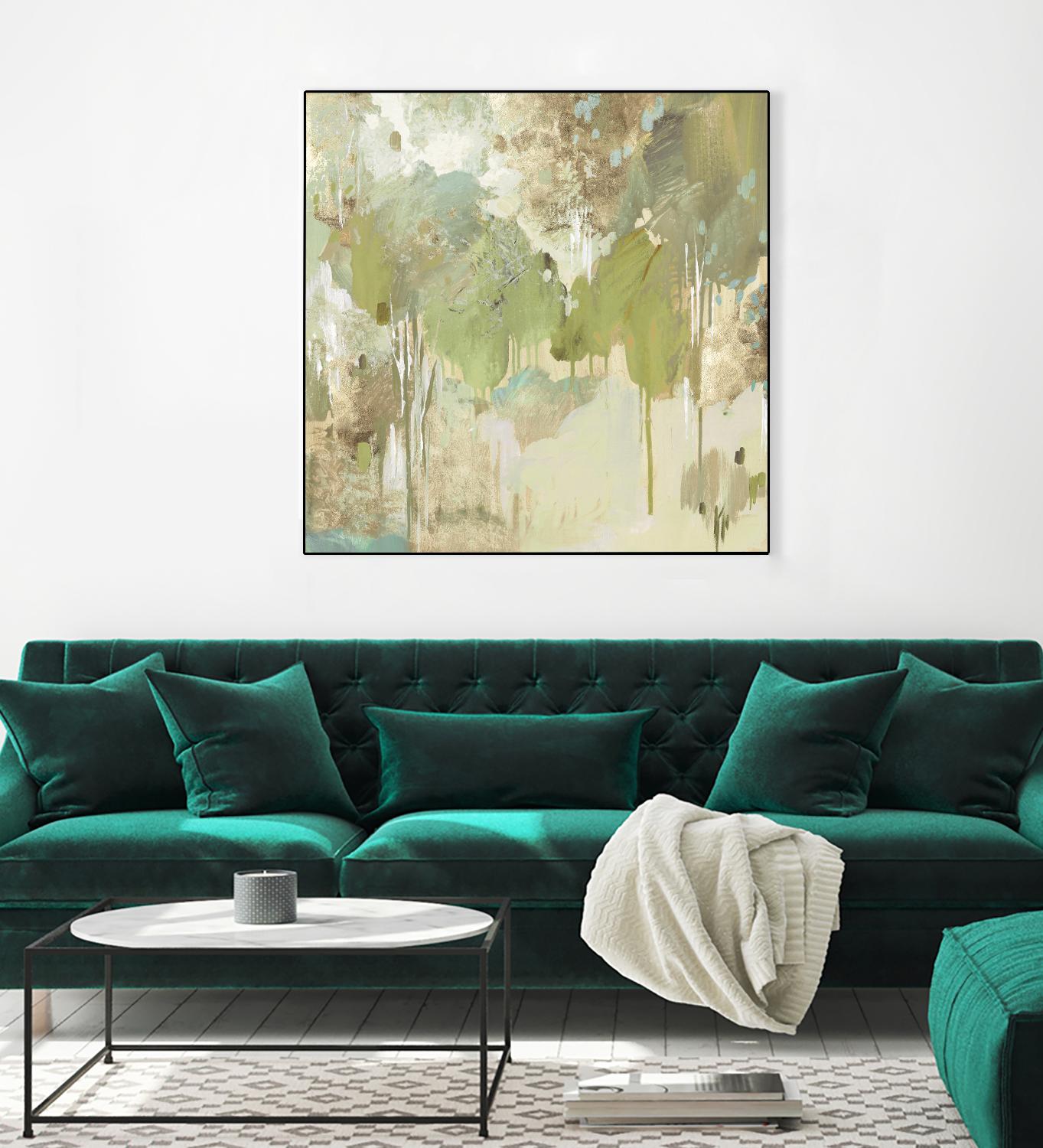 Teal Forest II by Valeria Mravyan on GIANT ART - beige abstract