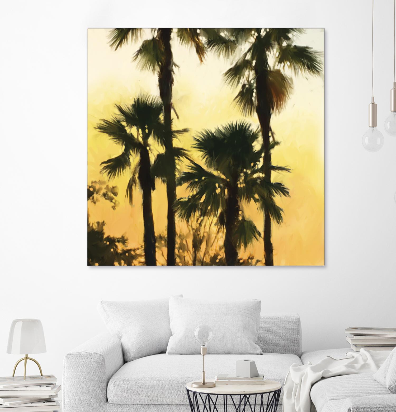 Morning Palm Tree I by Rick Novak on GIANT ART - yellow tropical