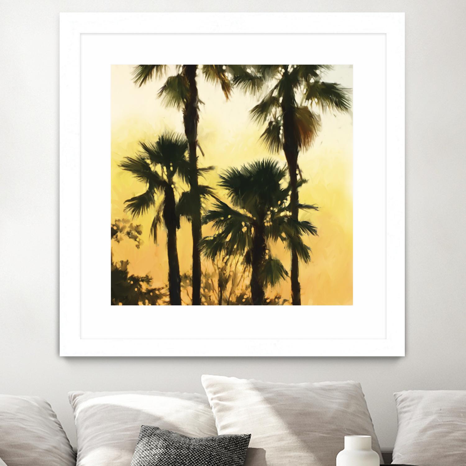 Morning Palm Tree I by Rick Novak on GIANT ART - yellow tropical