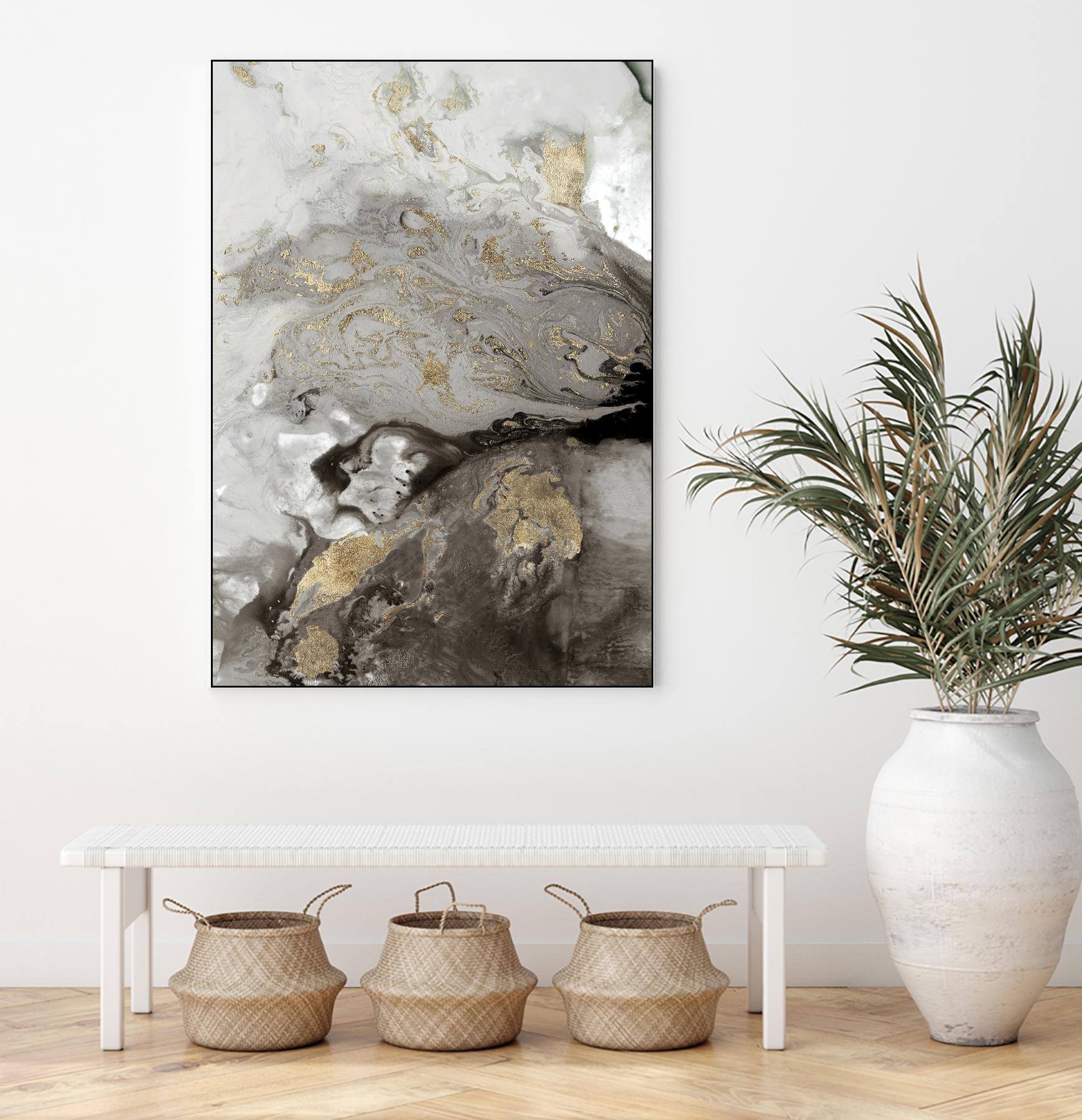 Ocean Splash I Grey Version by PI Studio on GIANT ART - black abstract