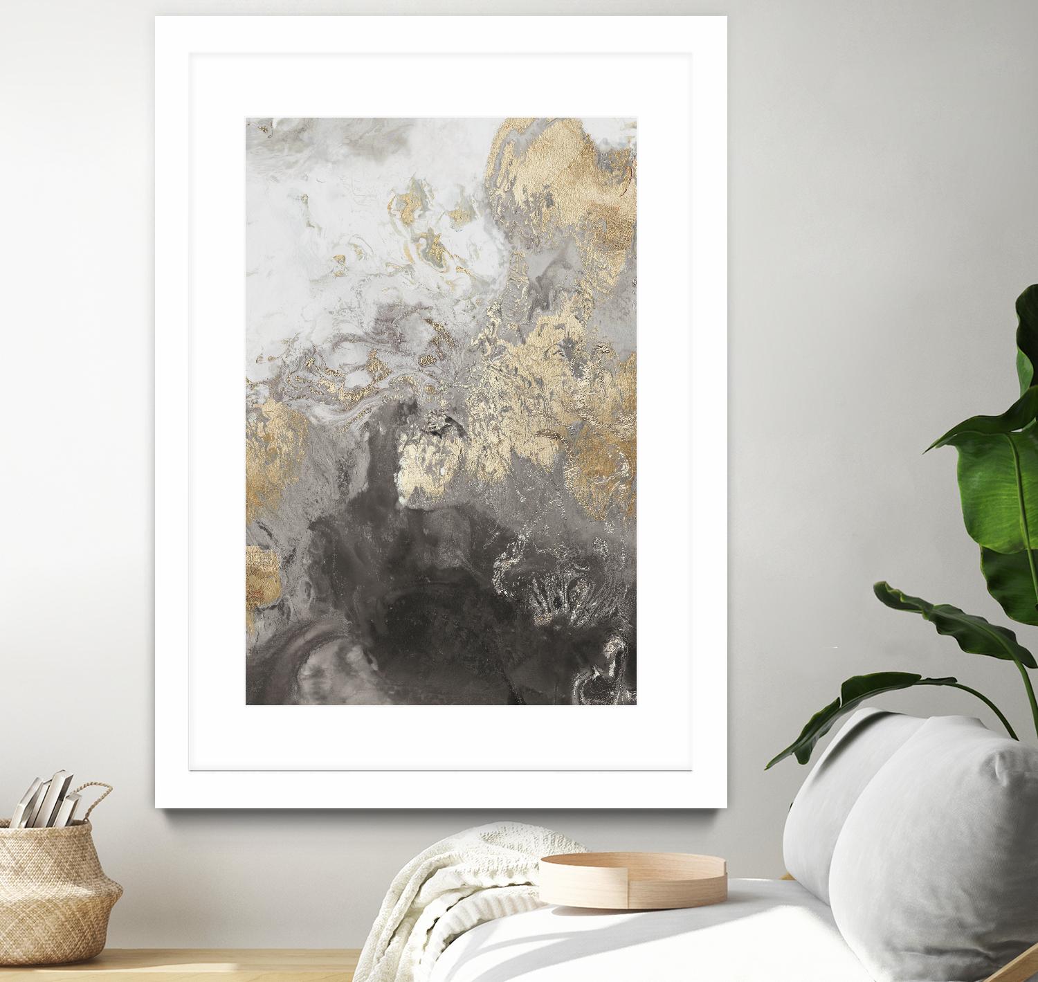 Ocean Splash II Grey Version by PI Studio on GIANT ART - gold abstract