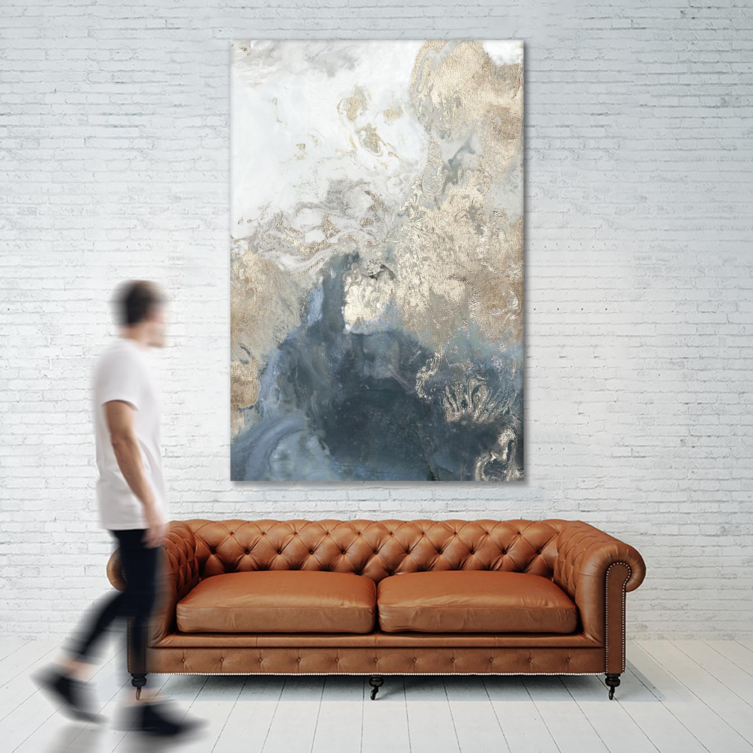 Ocean Splash II Indigo Version by PI Studio on GIANT ART - gold abstract