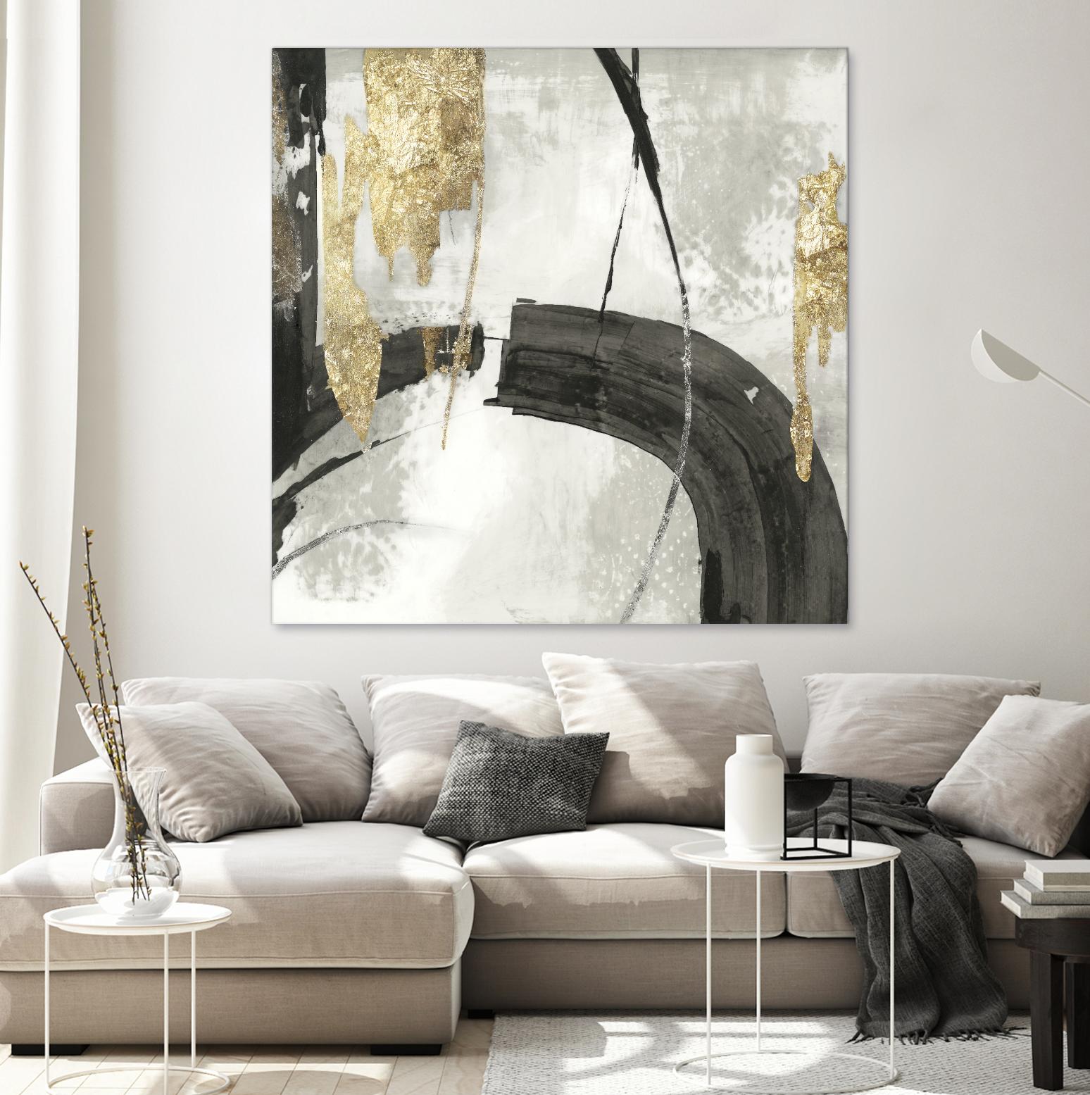 Black Ink I Gold Version by PI Studio on GIANT ART - black abstract