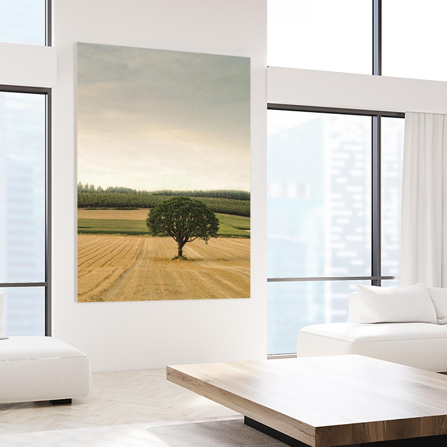 Lone Tree in an Autumn Field by Don Schwartz on GIANT ART - blue trees