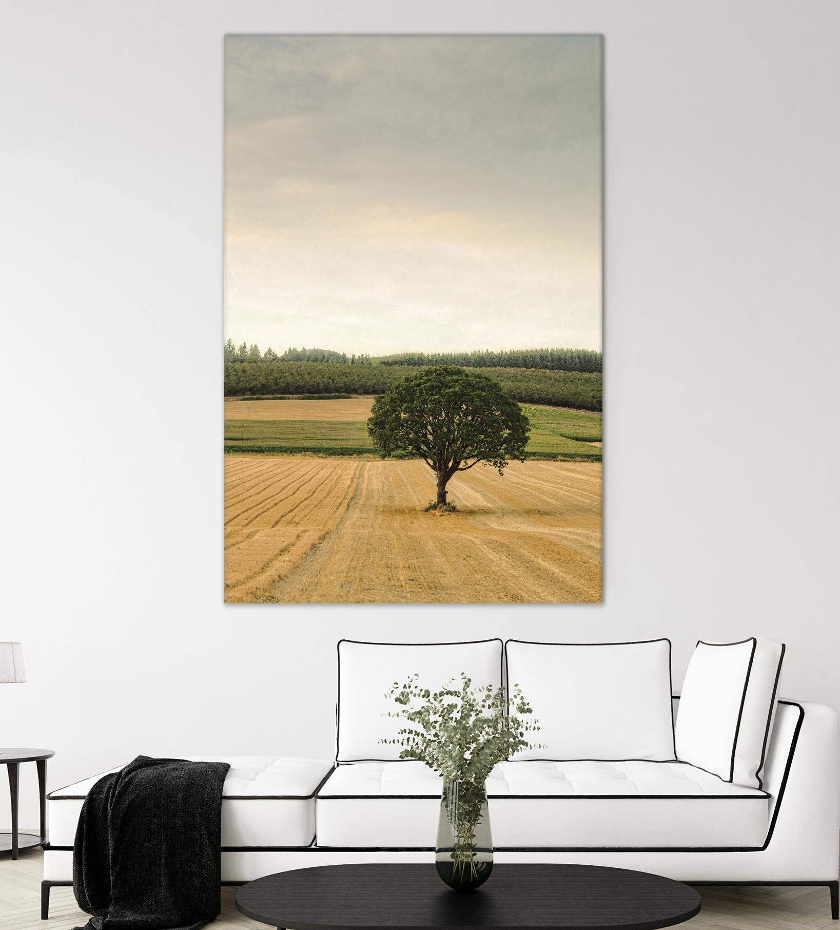 Lone Tree in an Autumn Field by Don Schwartz on GIANT ART - blue trees