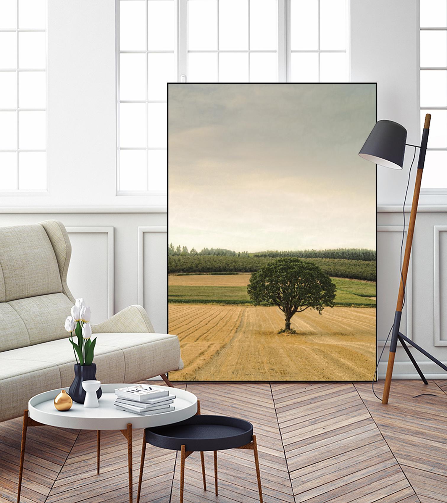 Lone Tree in an Autumn Field by Don Schwartz on GIANT ART - blue trees