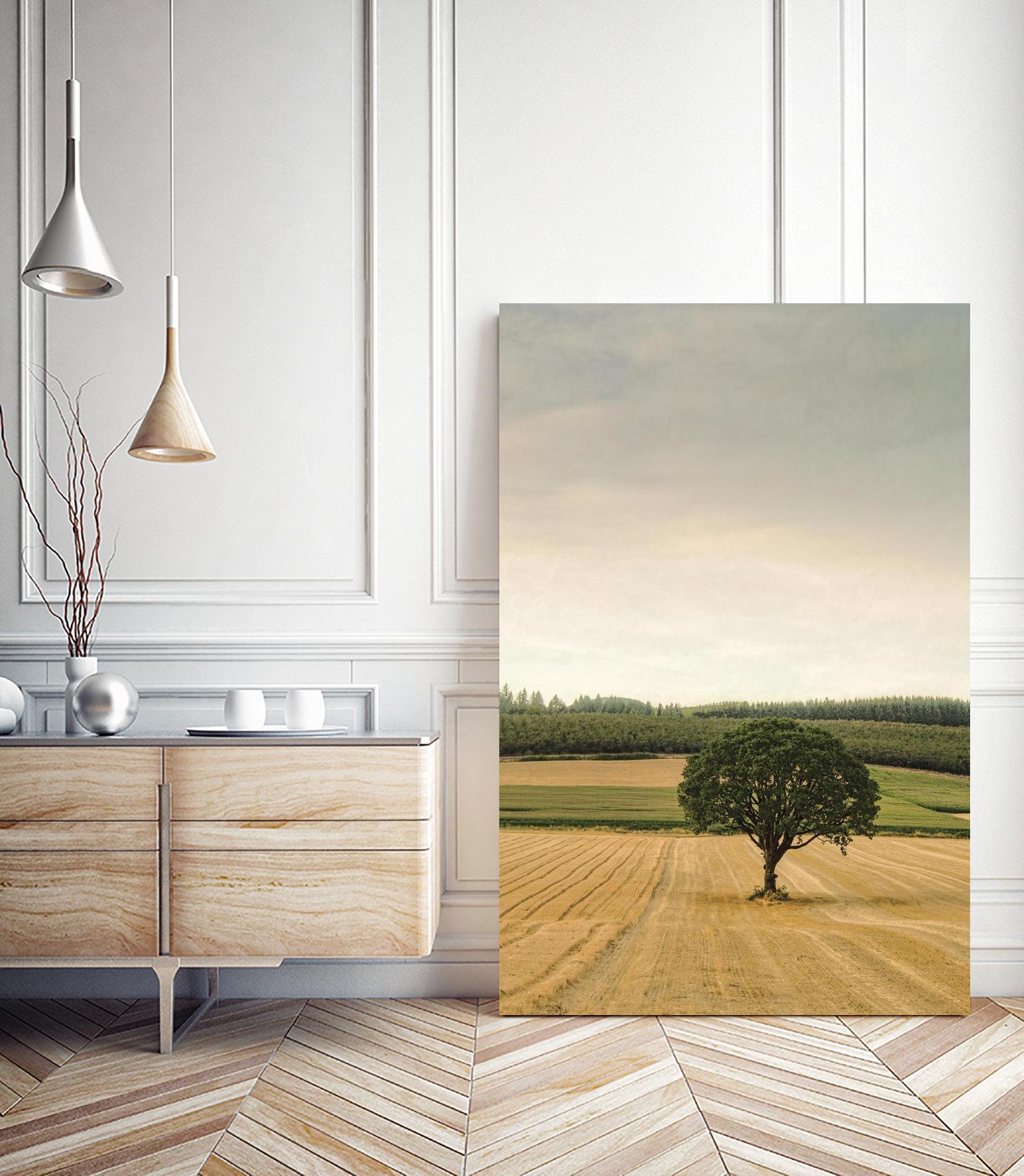 Lone Tree in an Autumn Field by Don Schwartz on GIANT ART - blue trees