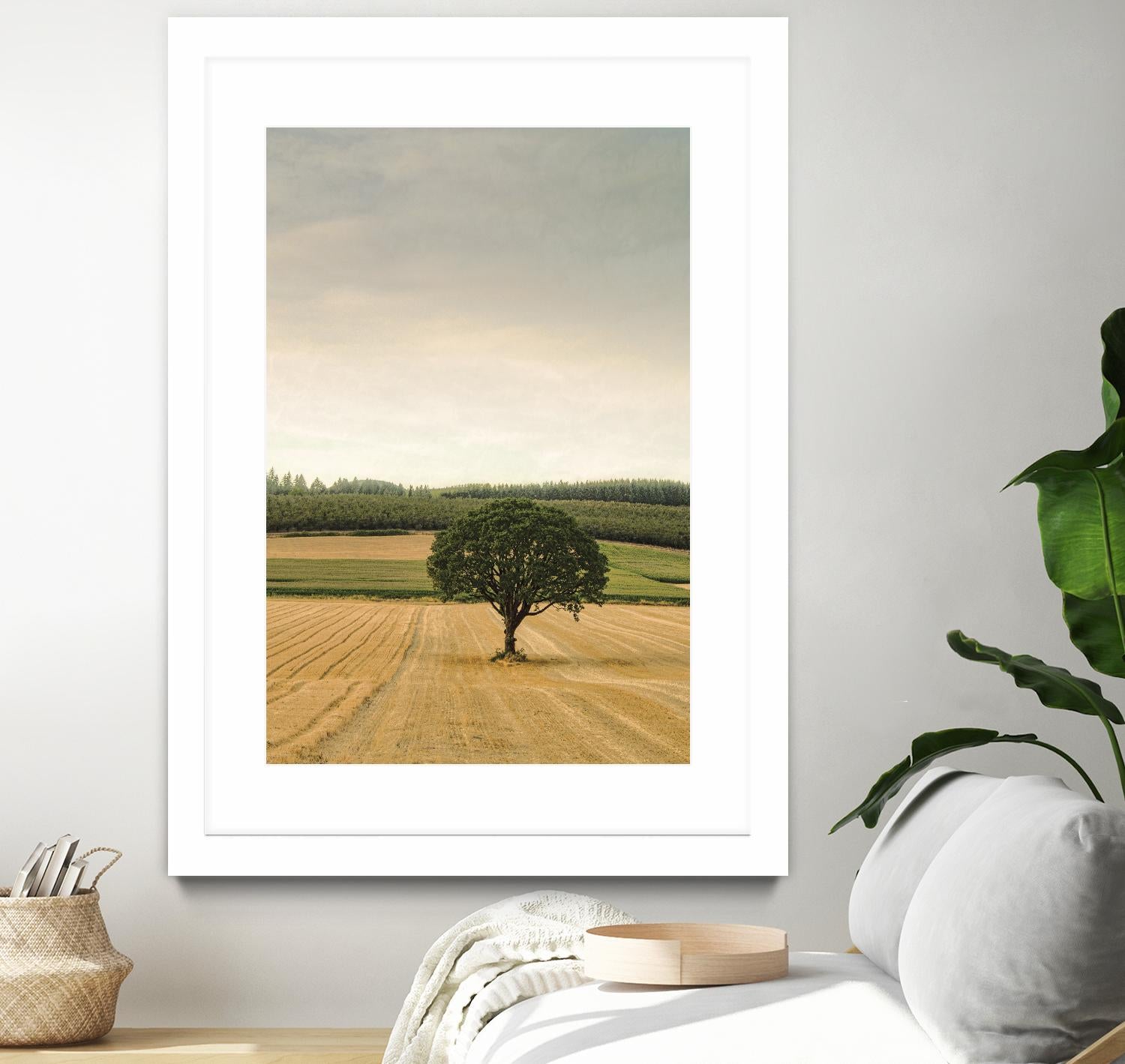 Lone Tree in an Autumn Field by Don Schwartz on GIANT ART - blue trees