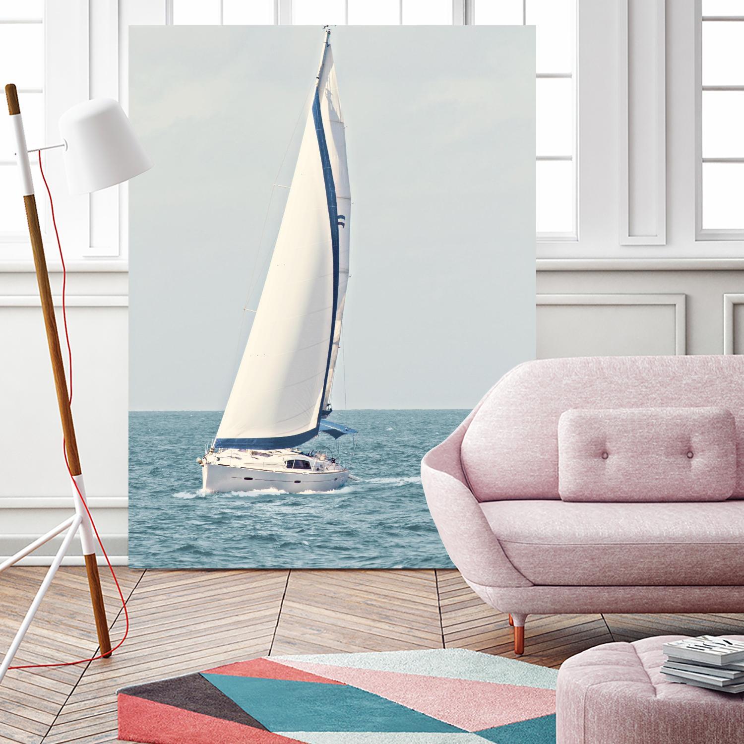 Sailboat In The Ocean by Kathy Mansfield on GIANT ART - coastal 