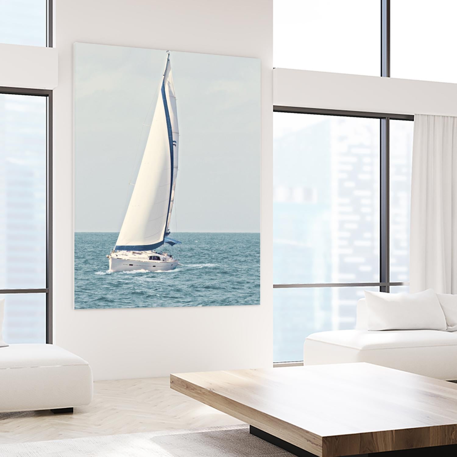 Sailboat In The Ocean by Kathy Mansfield on GIANT ART - coastal 