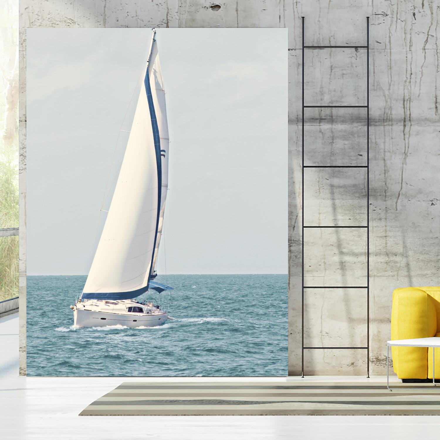 Sailboat In The Ocean by Kathy Mansfield on GIANT ART - coastal 