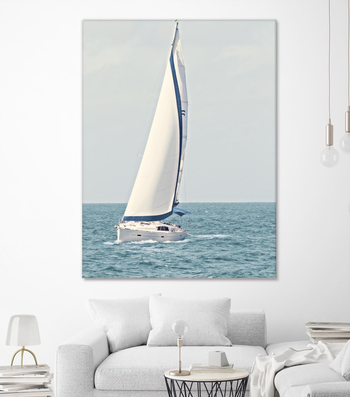 Sailboat In The Ocean by Kathy Mansfield on GIANT ART - coastal 