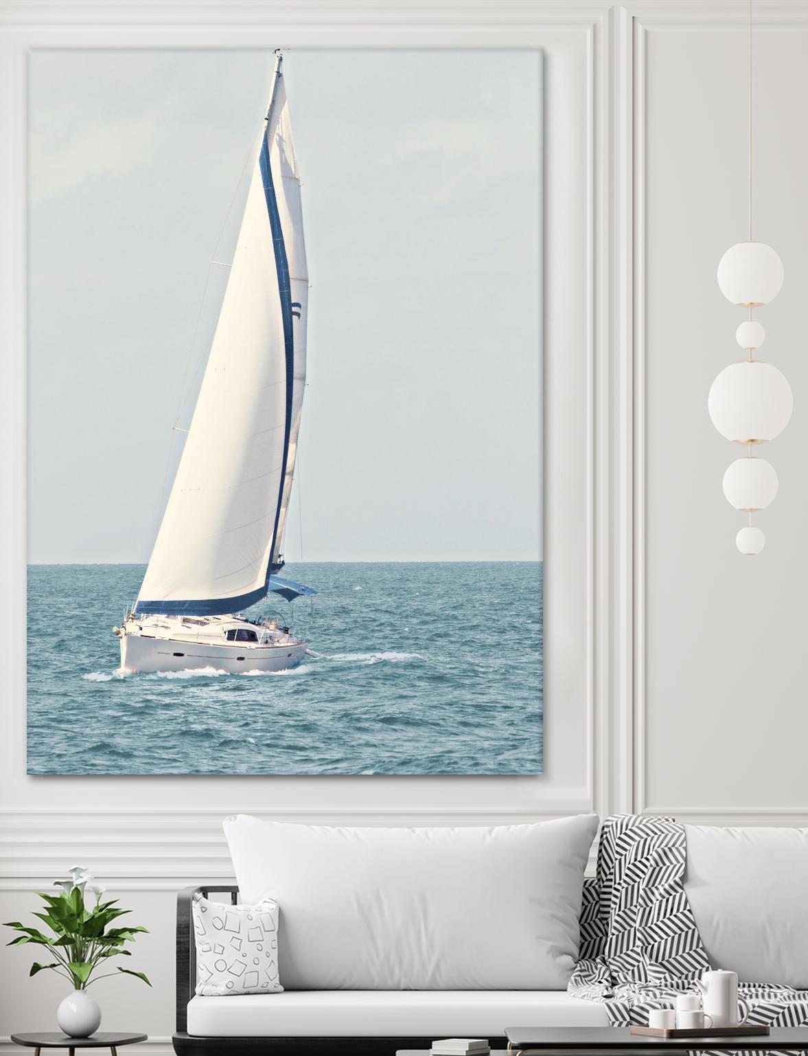 Sailboat In The Ocean by Kathy Mansfield on GIANT ART - coastal 