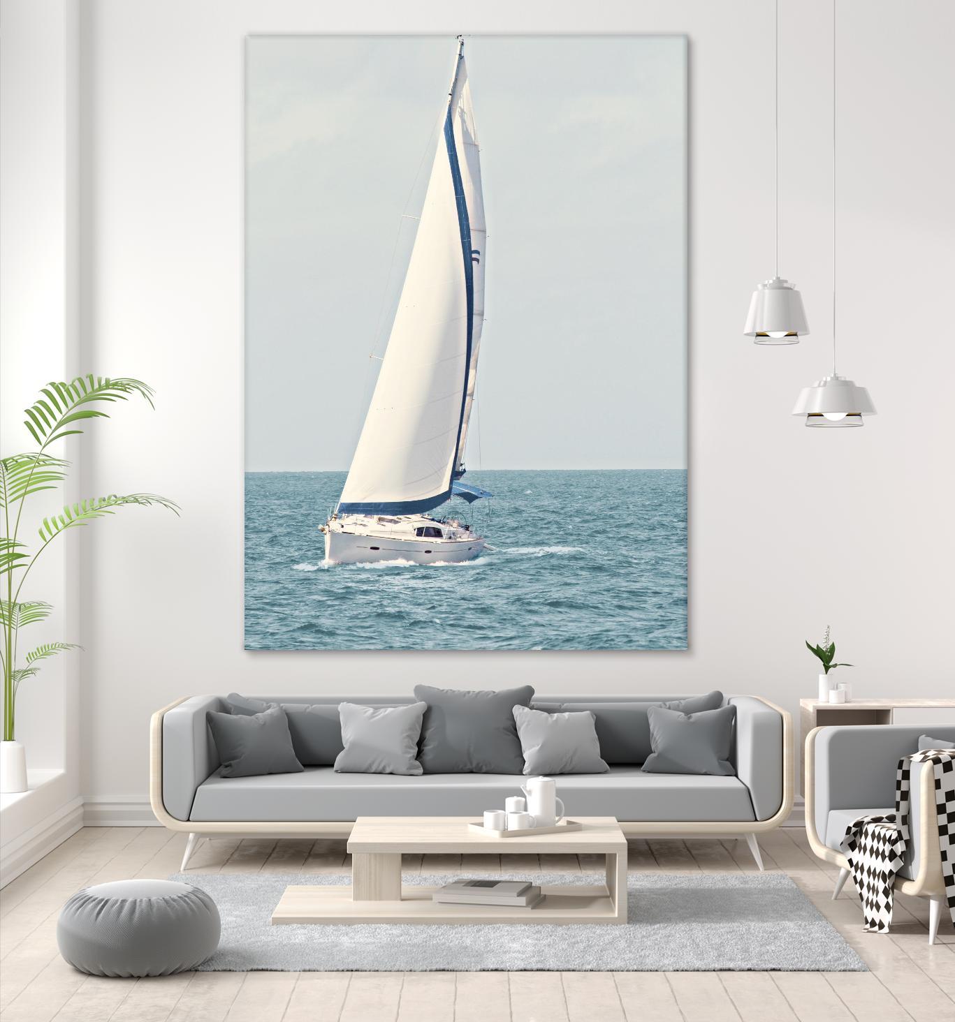 Sailboat In The Ocean by Kathy Mansfield on GIANT ART - coastal 